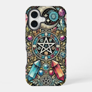 Crystals, Moon, Stars, and Witchcraft iPhone 16 Case