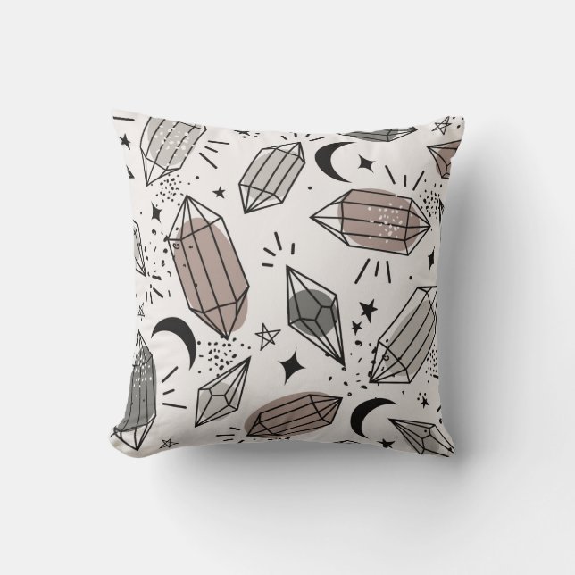 Crystals, moon, stars, hand drawn overlapping back cushion (Front)