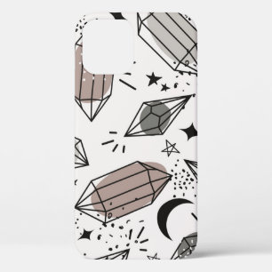 Crystals, Moon, Stars, Overlapping Design. iPhone 12 Case