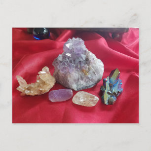 Crystals on Red Satin Still Life Photography Postcard