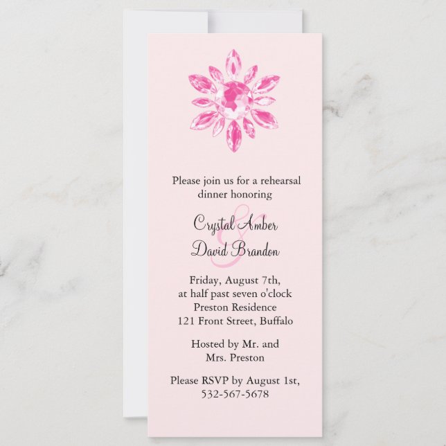 Crystal's Wedding Rehearsal Dinner Invitation pink (Front)