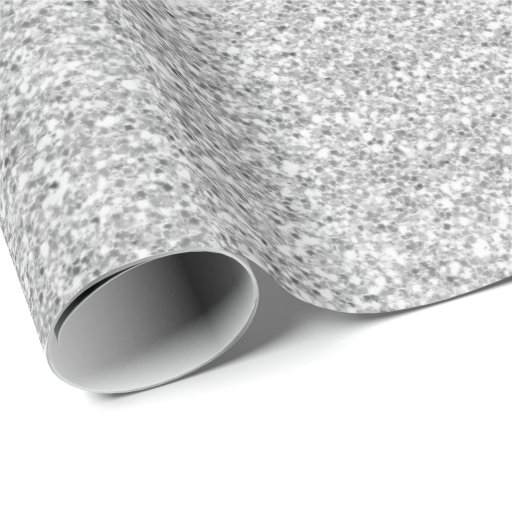 Image of Crystals White Delicate Grey Silver Glitter Wrapping Paper