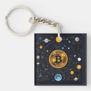 Crytpo - Bitcoin shirt - Moon time AI Key Ring