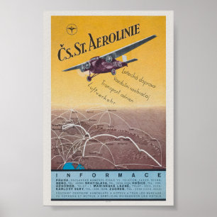 Cs. St. Aerolinie Czechoslovakia Vintage Poster