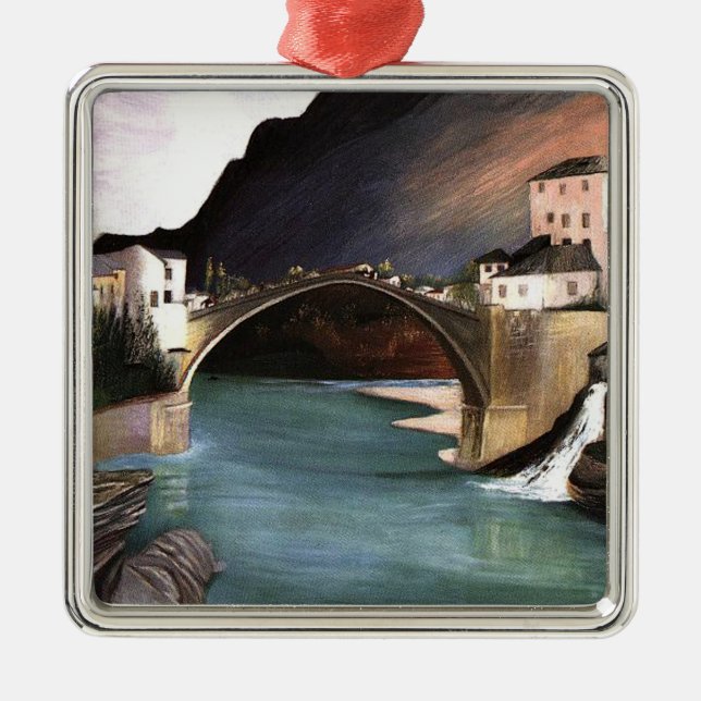 Csontvary- Roman Bridge at Mostar, Metal Tree Decoration (Front)