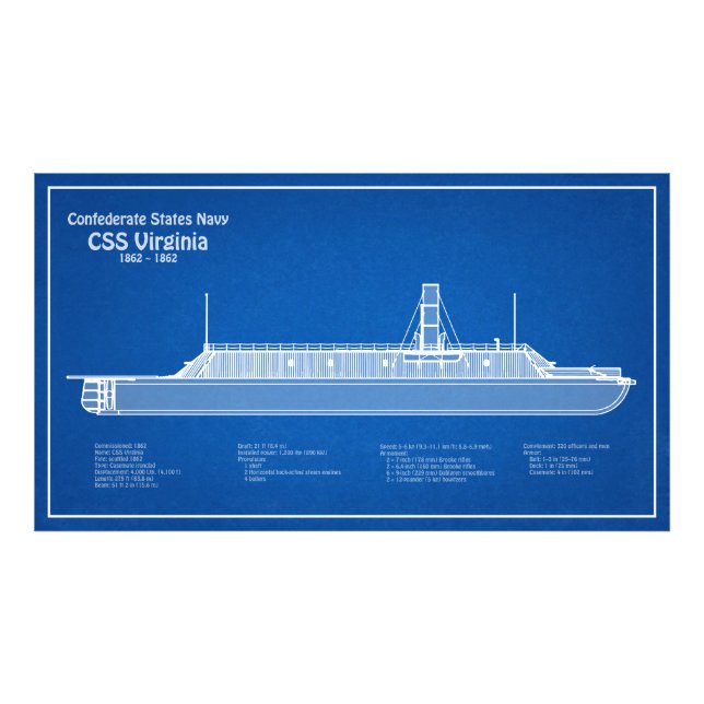 CSS Virginia - Ship Blueprint Plans ABD Photo Print (Front)