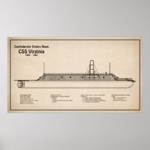 CSS Virginia - Ship Blueprint Plans SD Poster