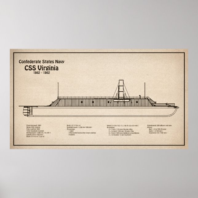 CSS Virginia - Ship Blueprint Plans SD Poster (Front)