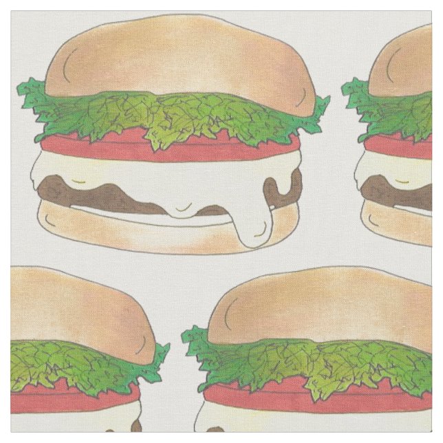 CT Connecticut Steamed Cheese Burger Cheeseburger Fabric (Close Up)