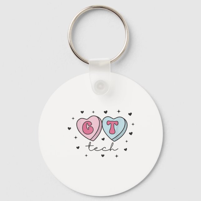 Ct Technologist Heart Valentines Day Cat Scan Tech Key Ring (Front)
