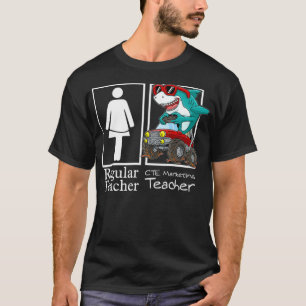 CTE Marketing Teacher Monster Truck Gamer Shark T-Shirt
