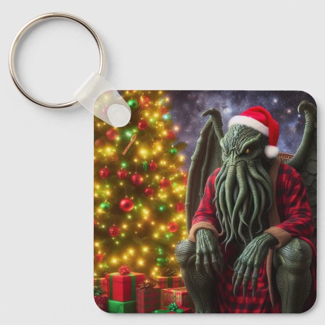 Cthulhu Christmas Creepmas Merry Cthulhumas Key Ring (Front)