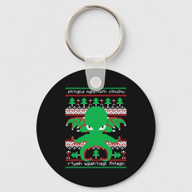 Cthulhu Cultist Christmas Cthulhu Ugly Christmas S Key Ring (Front)