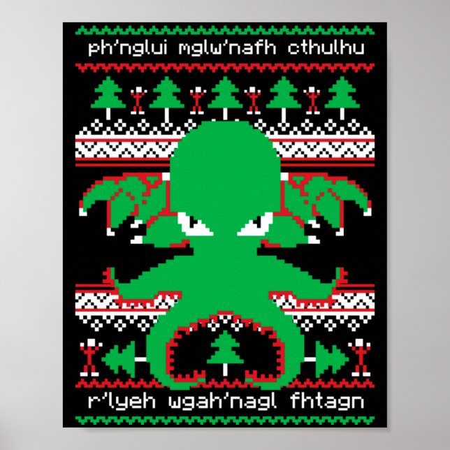 Cthulhu Cultist Christmas Cthulhu Ugly Christmas S Poster (Front)