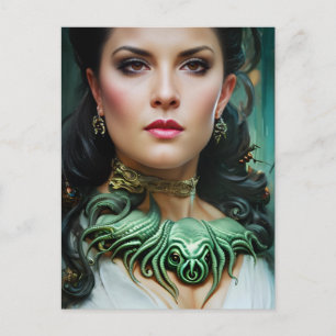 cthulhu goddess woman postcard