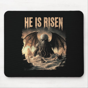 Cthulhu, He Is Risen, Vintage Easter Horror Cthulh Mouse Mat