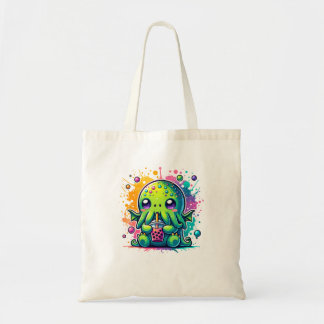 Cthulhu Kawaii Anime Alien Bubble Tea Tote Bag