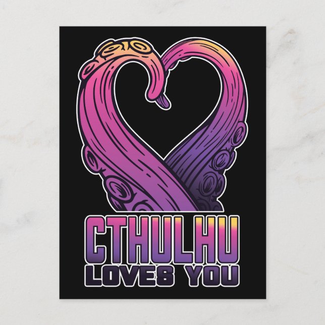 Cthulhu Loves You Tentacles Lovecraft Postcard (Front)