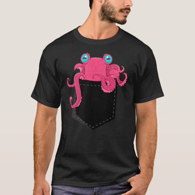 Cthulhu Octopus Pocket Funny Steampunk Kraken T-Shirt (Front)