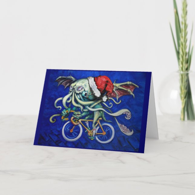 Cthulhu on a Bicycle Holiday Card (Front)