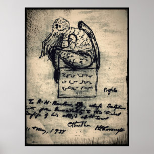 Cthulhu original sketch by HP Lovecraft Poster