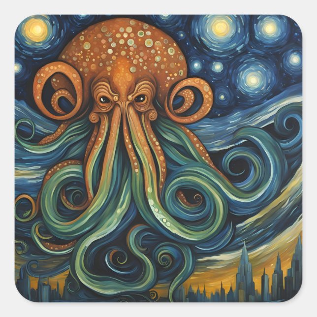 Cthulhu Post-Impressionism Square Sticker (Front)