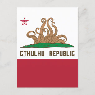 Cthulhu Republic California Flag Lovecraft Postcard