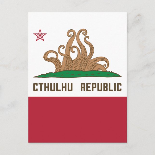 Cthulhu Republic California Flag Lovecraft Postcard (Front)