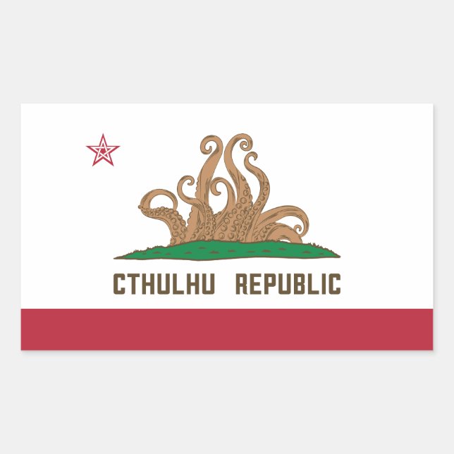 Cthulhu Republic California Flag Lovecraft Rectangular Sticker (Front)