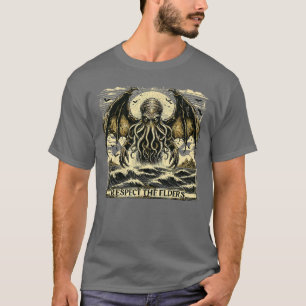 Cthulhu Respecthe Elders Vintage Cosmic Horror fam T-Shirt