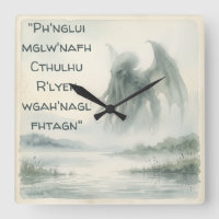 Cthulhu Watercolor Clock Lovecraftian Cosmic