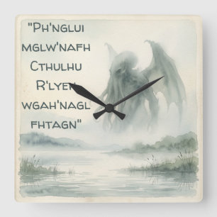 Cthulhu Watercolor Clock Lovecraftian Cosmic
