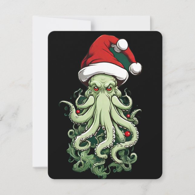 Cthulhu's Yuletide Reign: A Terrifying Christmas Holiday Card (Front)