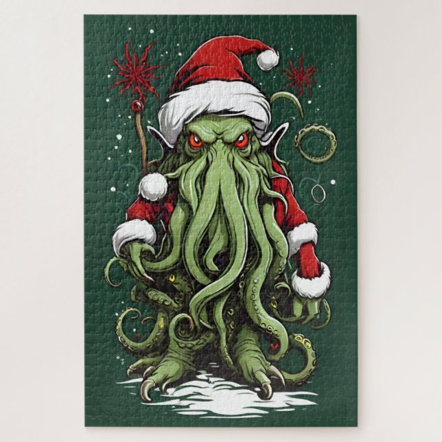 Cthulhu's Yuletide Reign: A Terrifying Christmas Jigsaw Puzzle (Vertical)
