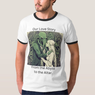 🦑 Cthulu and His Bride Lovecraftian Men's Ringer  T-Shirt
