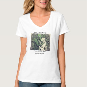 Cthulu and His Bride Lovecraftian Women's V-Neck T T-Shirt