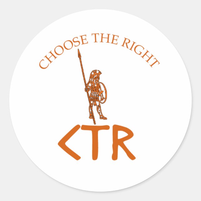 CTR CHOOSE THE RIGHT LDS BYU CLASSIC ROUND STICKER (Front)