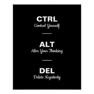 Ctrl Alt Del Motivational Sayings Quote Poster