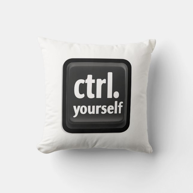 “Ctrl Yourself” Key Illustration – Minimalist Moti Cushion (Front)