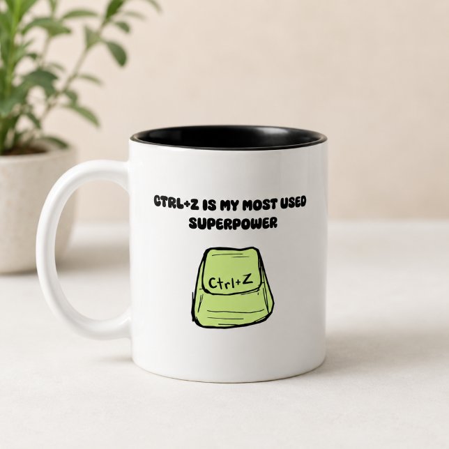 Ctrl+Z Superpower Undo Command Tech Humour Design Two-Tone Coffee Mug (Creator Uploaded)