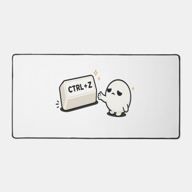 Ctrl Z Undo Mistakes - Funny Tech Cute Character Desk Mat (Front)