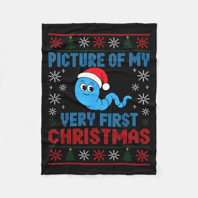 Cture Of My Very First Christmas Joke Funny Xmas H Fleece Blanket (Front)