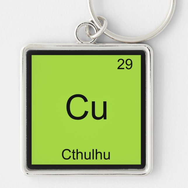 Cu - Cthulhu Funny Chemistry Element Symbol Tee Key Ring (Front)