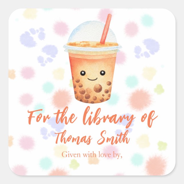 cu-tea bubble tea - for the library of square sticker (Front)