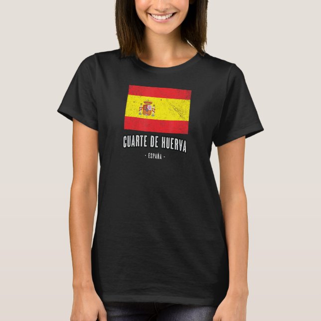 Cuarte De Huerva Spain Es Flag City   Bandera Ropa T-Shirt (Front)