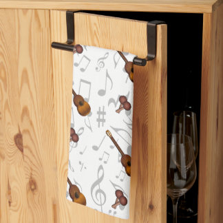 Cuatro and Maracas with Music Notes on WHITE Tea Towel