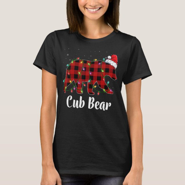 Cub Bear Buffalo Red Plaid Matching Family Christm T-Shirt (Front)