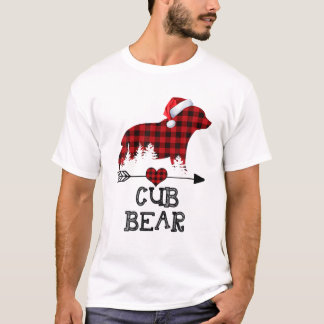 Cub Bear Christmas Pajama Red Plaid Buffalo Family T-Shirt