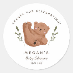 Cub Bear Gender Neutral Baby Shower Classic Round Sticker