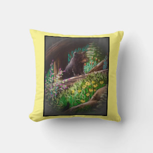 Cub Bear in Woods Pillow